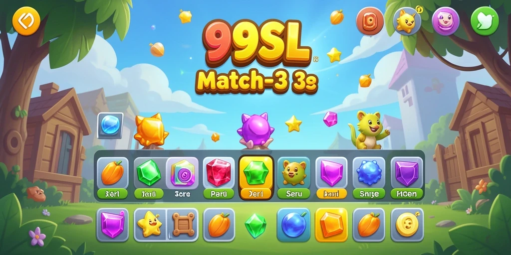 Screenshot gameplay 99SL dengan tampilan menarik dalam permainan Match-3.