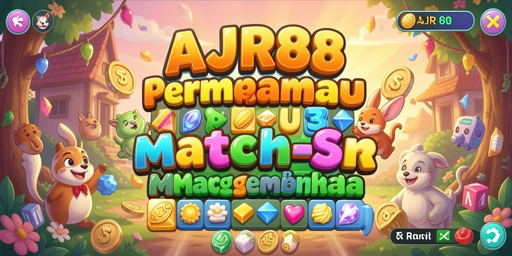 Screenshot gameplay AJR88 menampilkan momen seru mencocokkan permata.