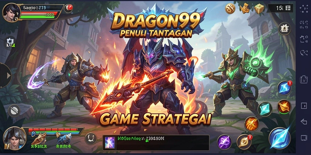 Tangkapan layar gameplay strategis di DRAGON99 dengan pertempuran seru.
