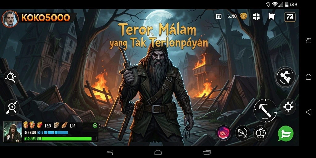 Screenshot gameplay KOKO5000 yang penuh ketegangan dan kengerian.