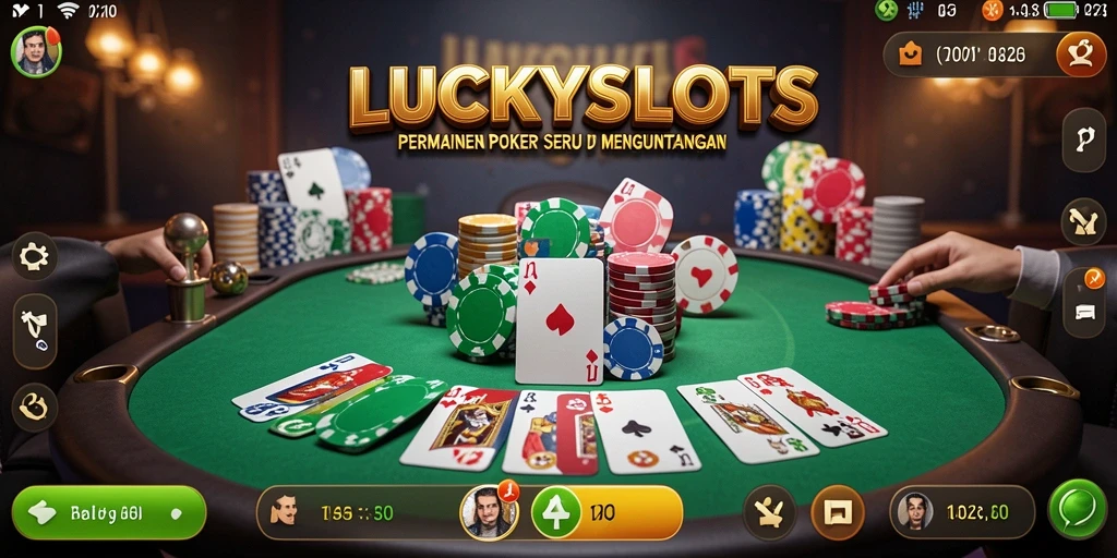 Tampilan gameplay poker di LUCKYSLOTS yang mendebarkan dan seru.