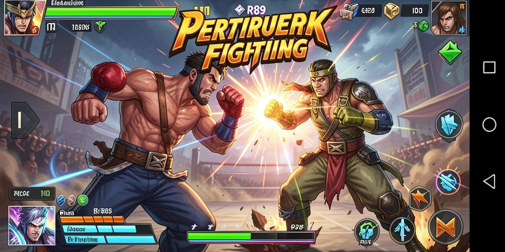 Screenshot menunjukkan aksi pertarungan mendebarkan dalam game Fighting RR89.